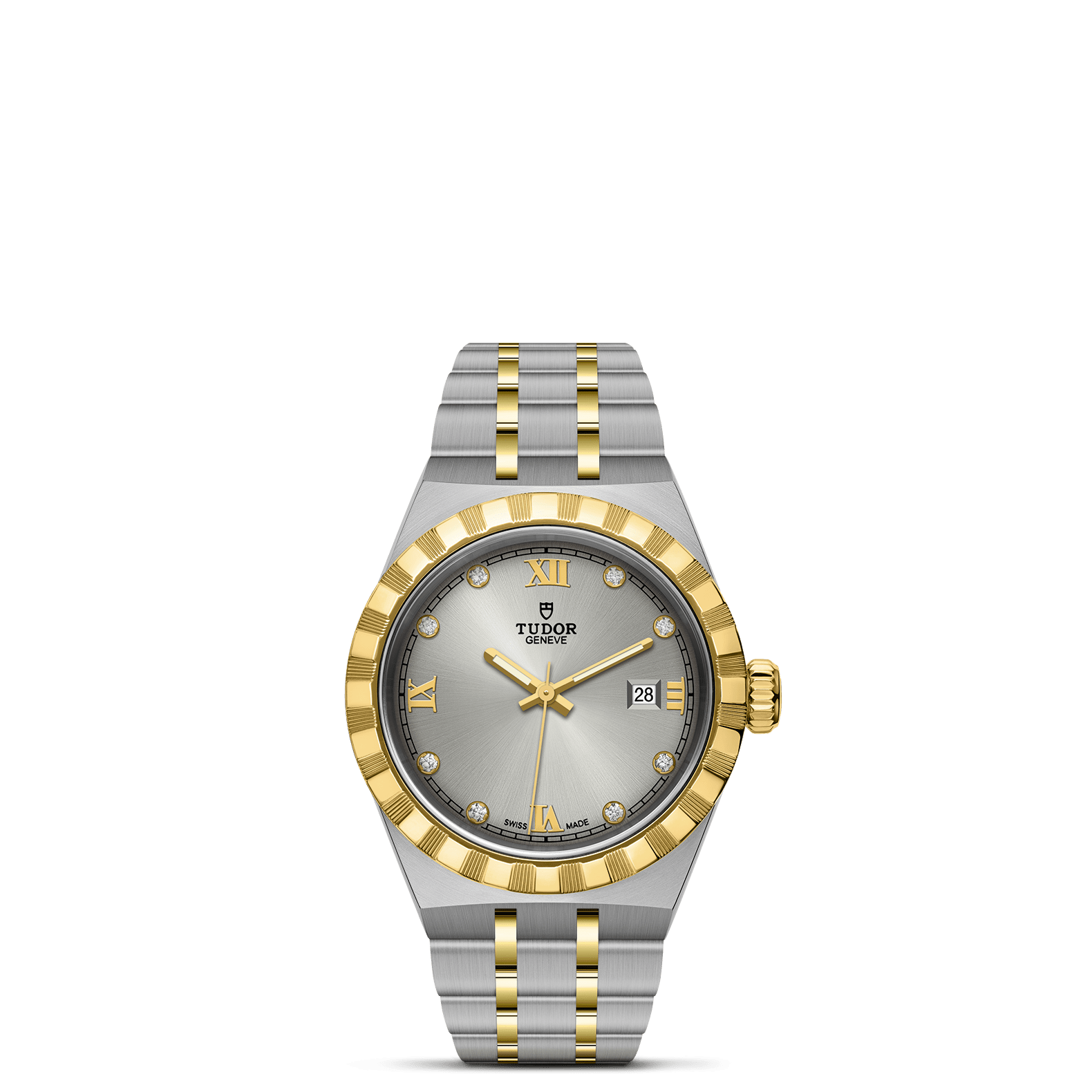TUDOR Watch TUDOR Royal, 28mm Silver Diamond Dial, Two-Tone Yellow Gold Bracelet (M28303-0002)
