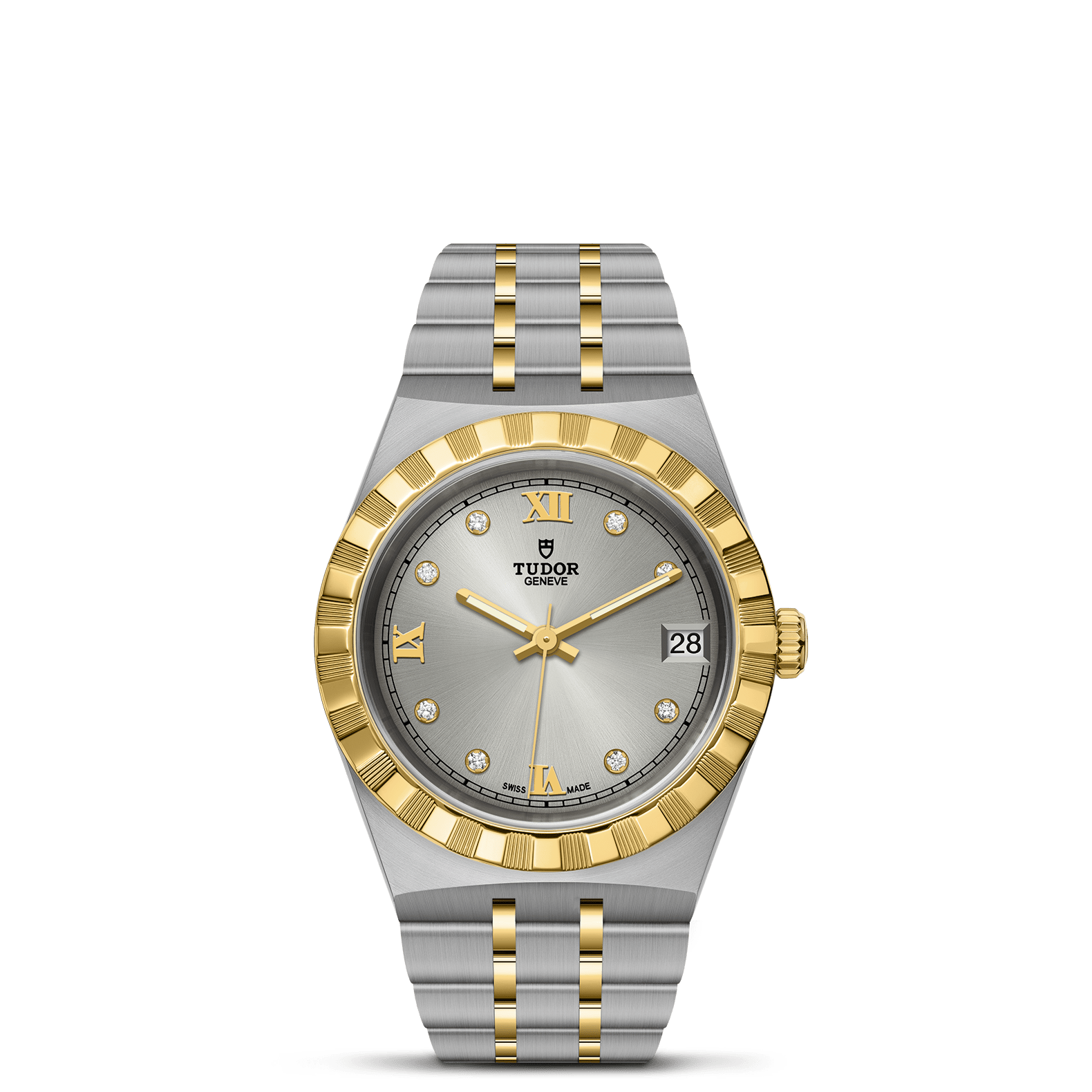TUDOR Watch TUDOR Royal, 34mm Silver Diamond Dial, Two-Tone Yellow Gold Bracelet(M28403-0002)