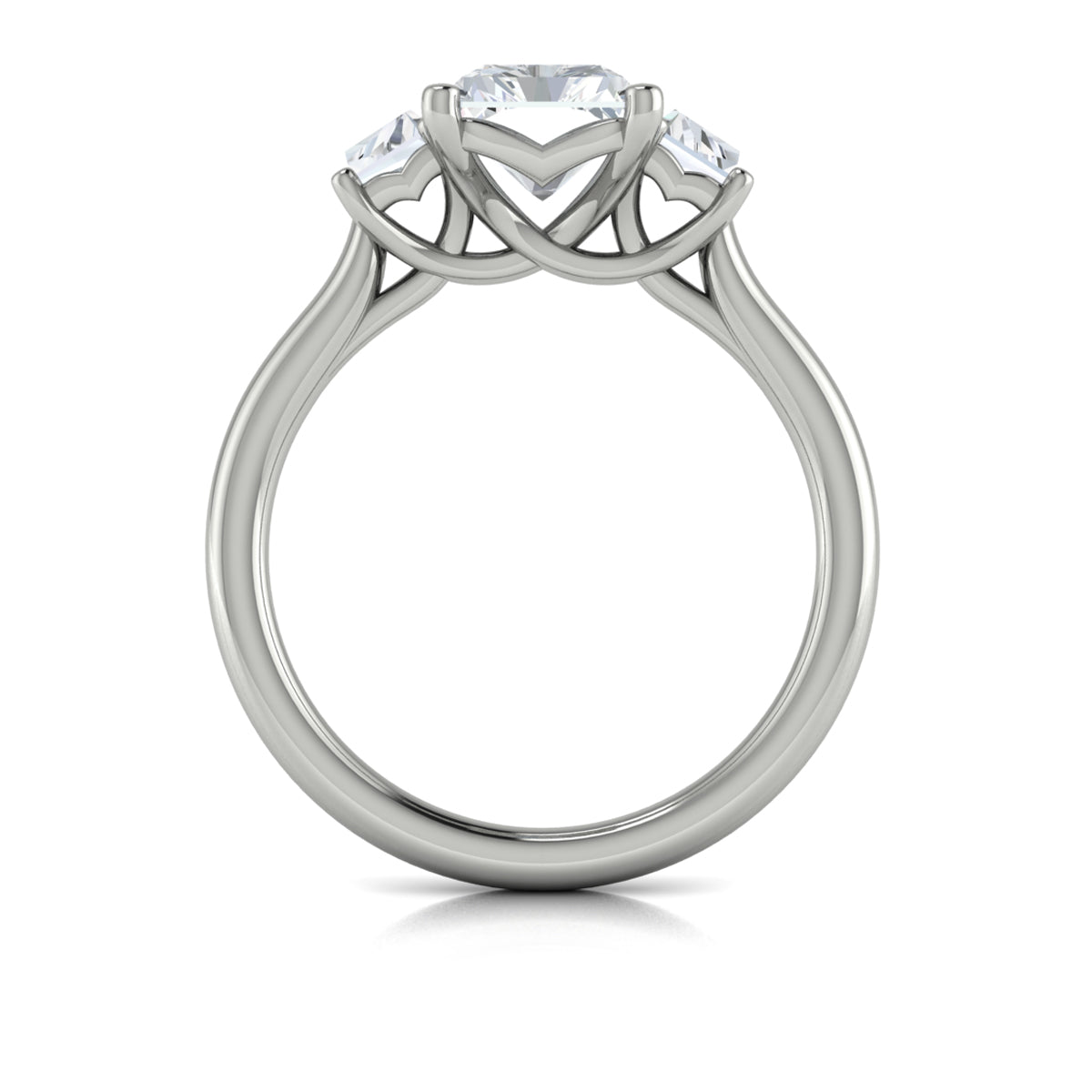 Vlora Engagement Ring Vlora 14k White Gold Emerald Cut Three-Stone Engagement Ring Mounting