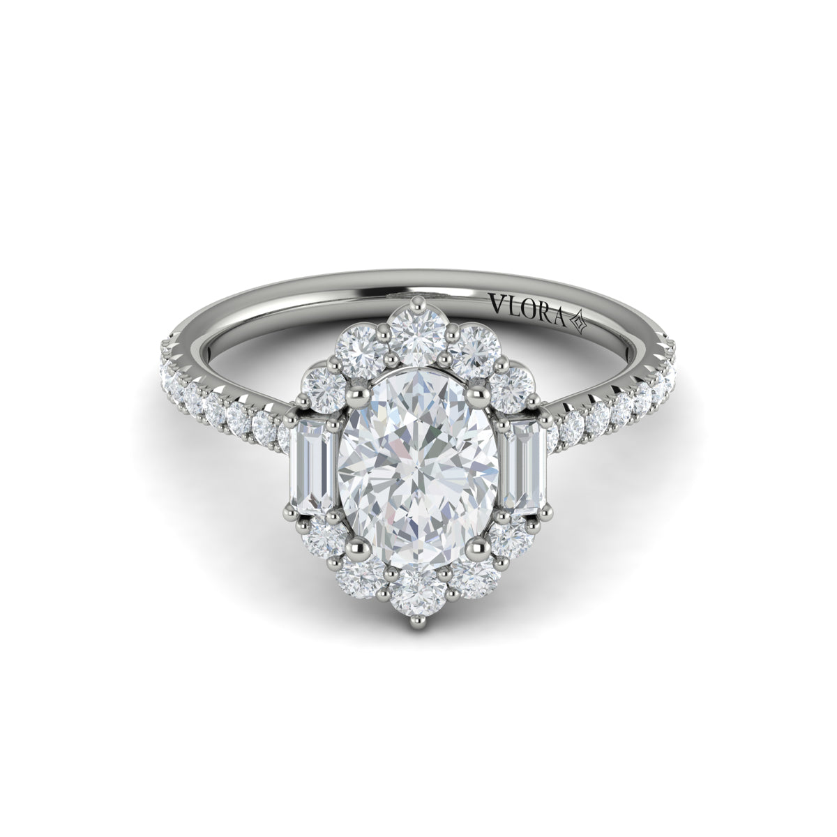 Vlora Engagement Ring Vlora 18k White Gold Oval Halo Engagement Ring Style Mounting