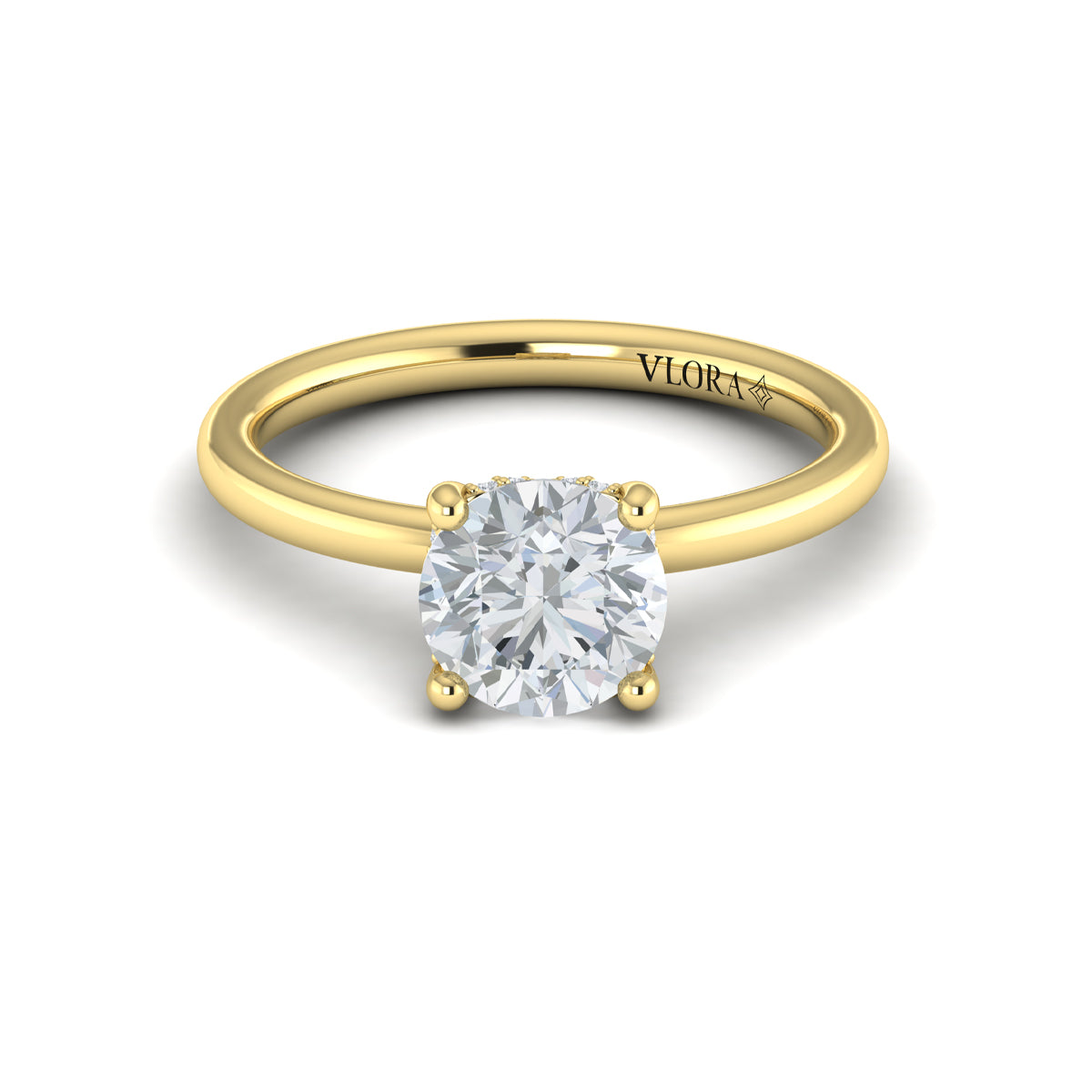 Bague Or Jaune 14K Avec Diamant Solitaire 0.18 Carat – Motif Corde – Taille 6.5