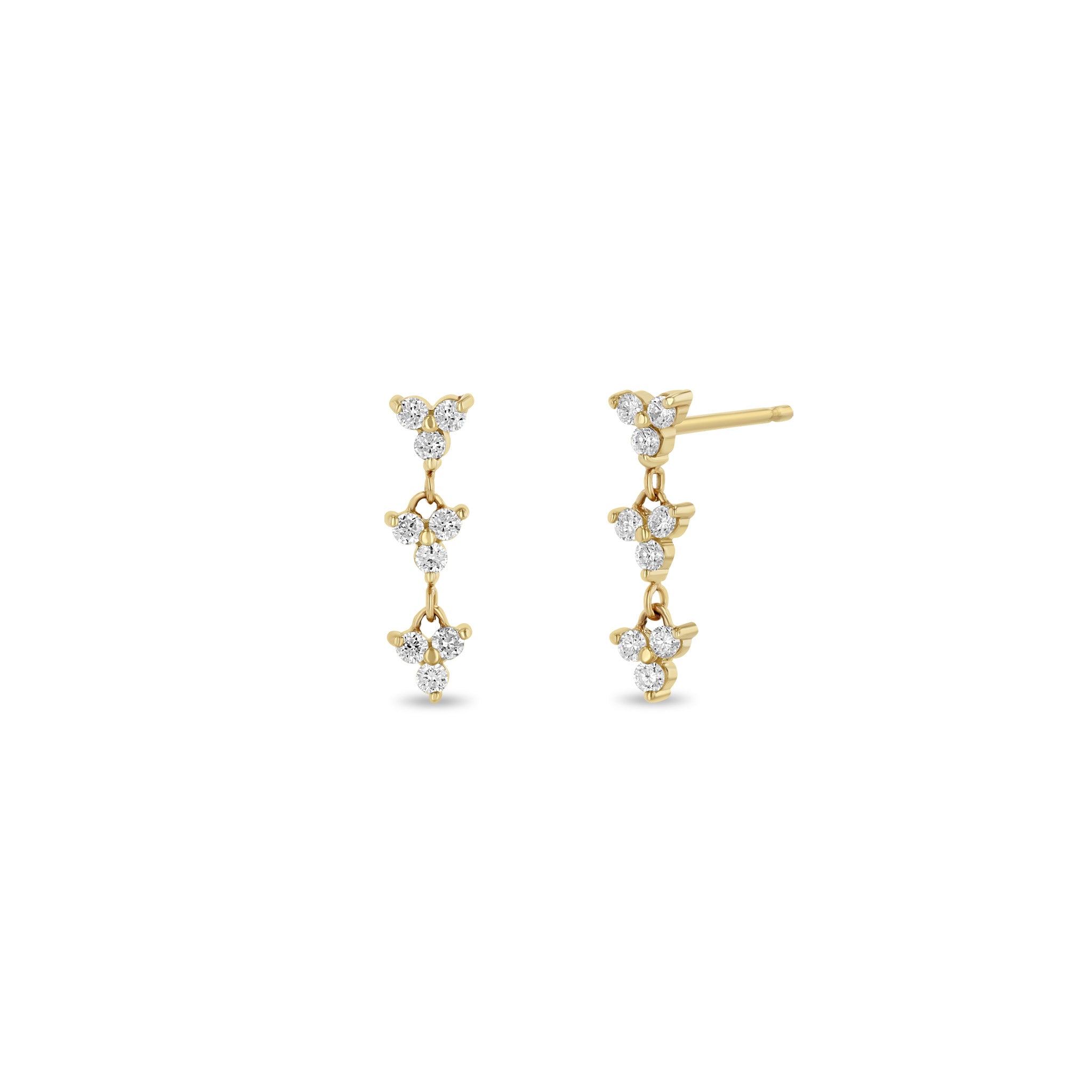Zoe Chicco 14K Gold Earrings with Diamond Trio | Maine & New