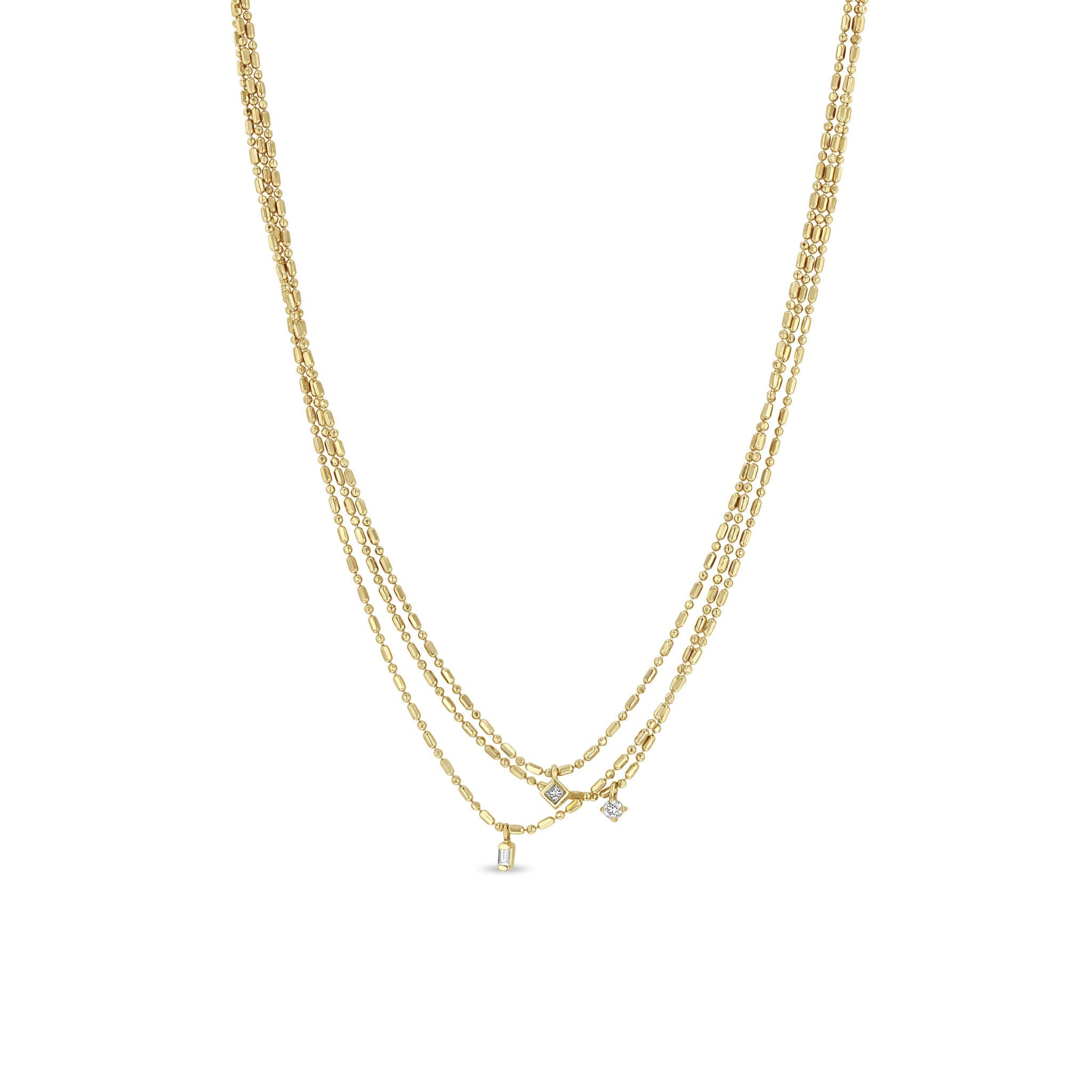 Zoe Chicco 14K Gold Three Strand Diamond Bead Necklace | Maine