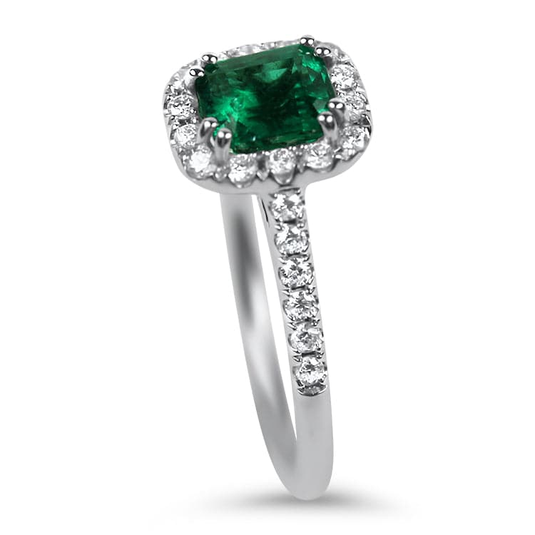 Christopher Designs Ring 14k White Gold Emerald and Diamond Ring 6.5