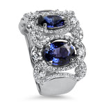 Christopher Designs Ring 18K White Gold Sapphire and Diamond Halo Ring 6.5