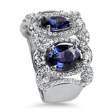 Christopher Designs Ring 18K White Gold Sapphire and Diamond Halo Ring 6.5
