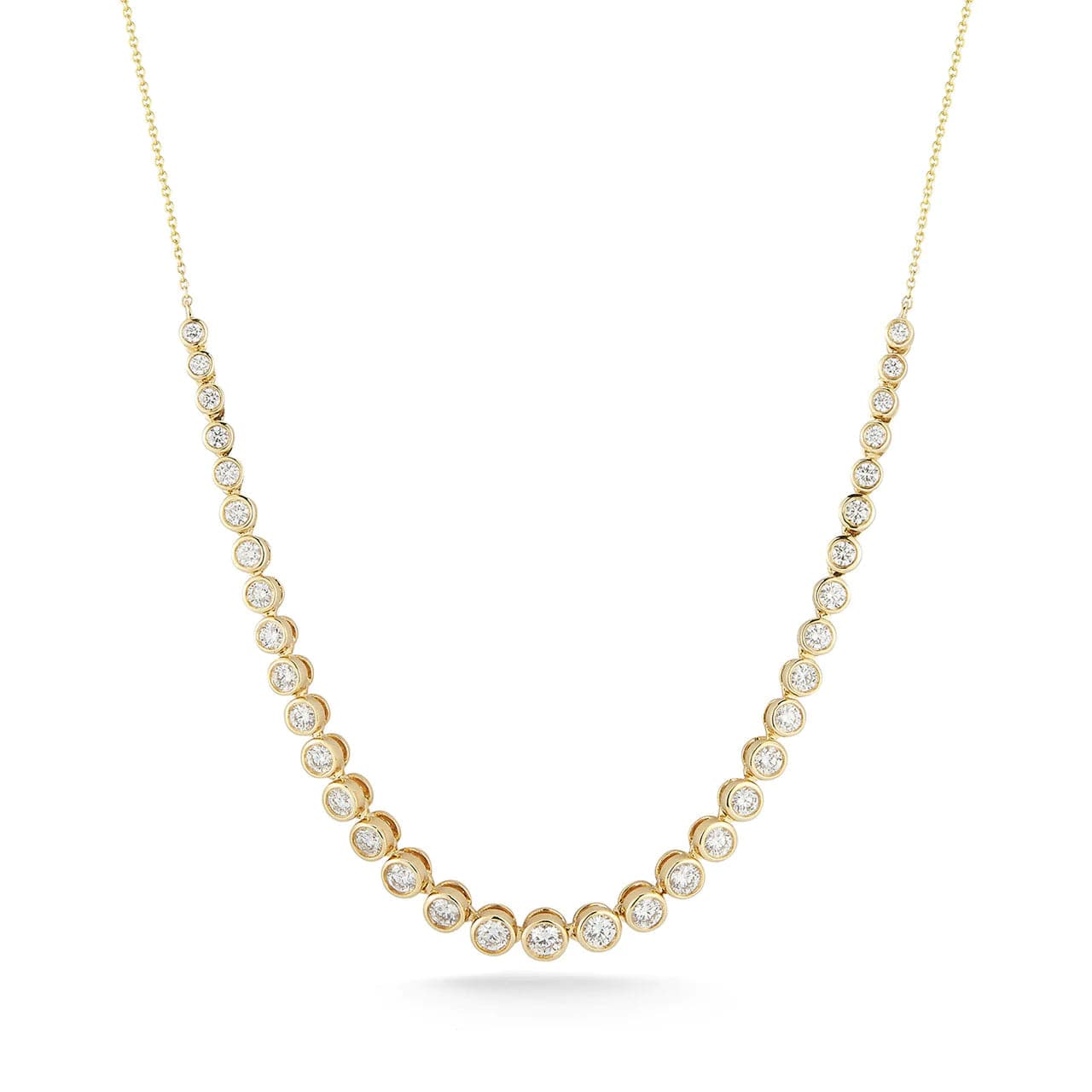 14K White Gold Large Bezel Diamond Necklace