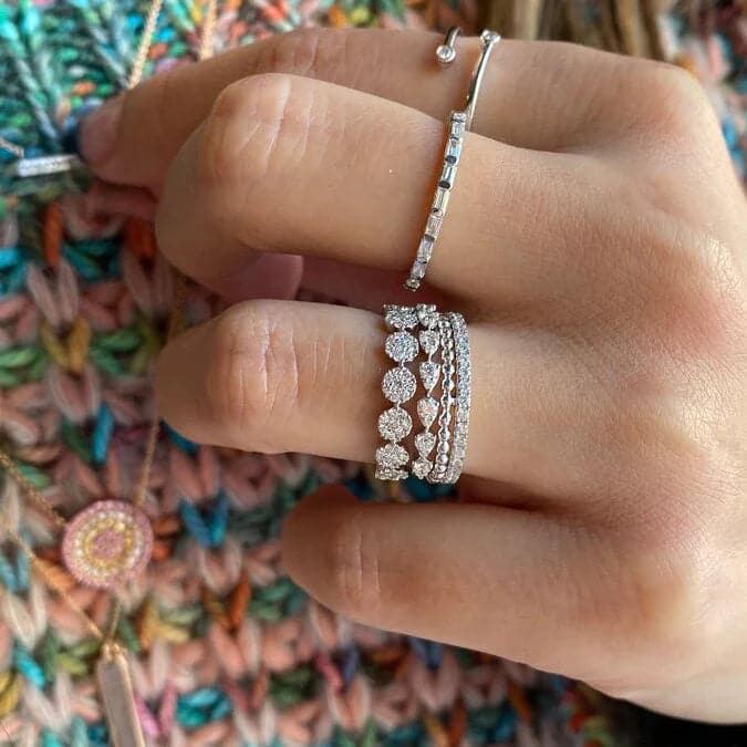 Dana Rebecca Designs Ring Sadie Pearl Baguette Diamond Eternity Ring - White Gold 6