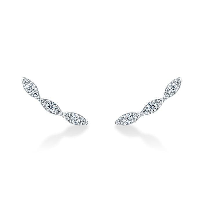 Hearts on Fire Earring 18K White Gold Aerial Marquis Diamond Ear Climber Earrings