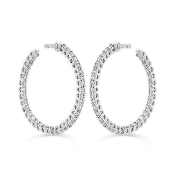 Hearts on Fire Earring Signature Round Inside Out Diamond Hoop - Small
