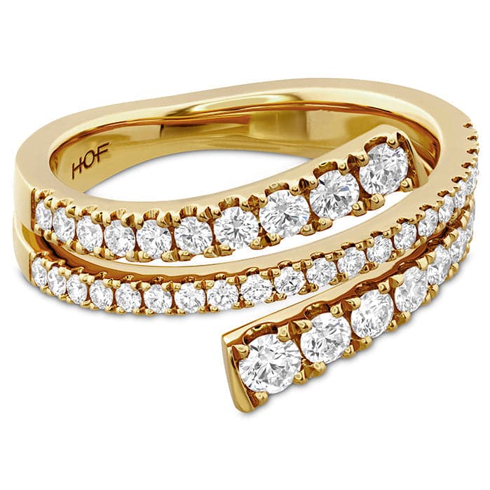 Hearts on Fire Ring 18K Yellow Gold Grace Wrap Diamond Right Hand Ring 6.5