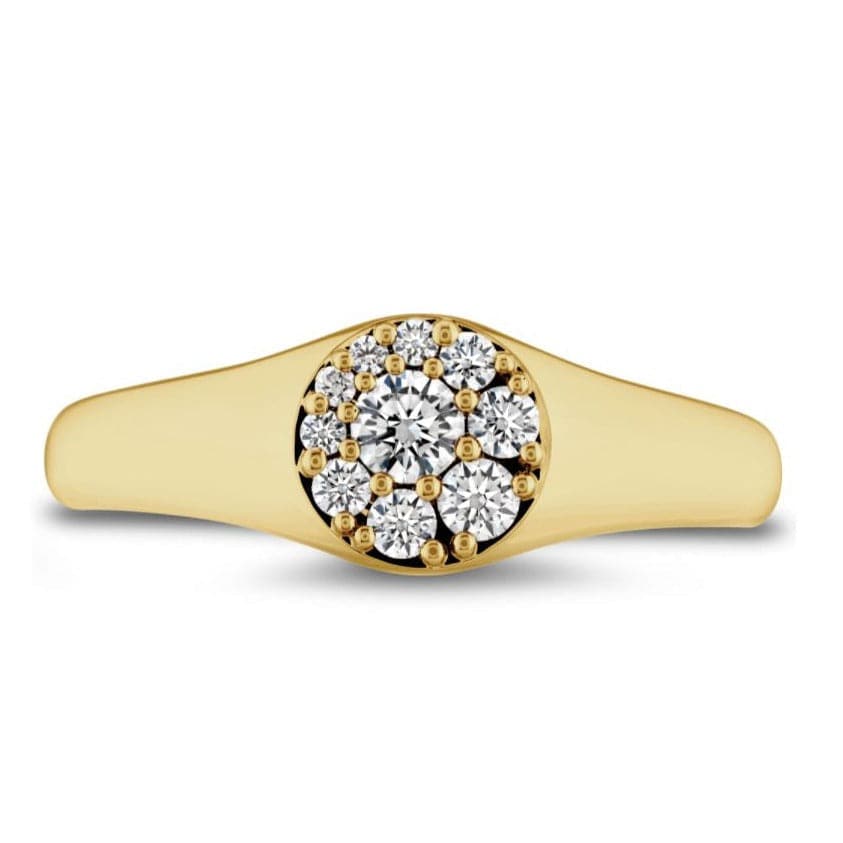 Hearts on Fire Ring Tessa Circle Signet Diamond Cluster Ring - Yellow Gold 6.5