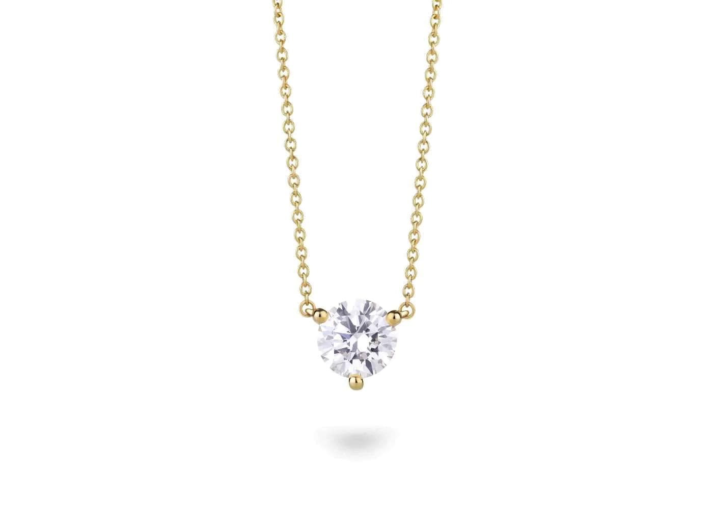 Lightbox Necklaces and Pendants Lab-Grown Yellow Gold 3-Prong Diamond Solitaire Pendant - 1ctw