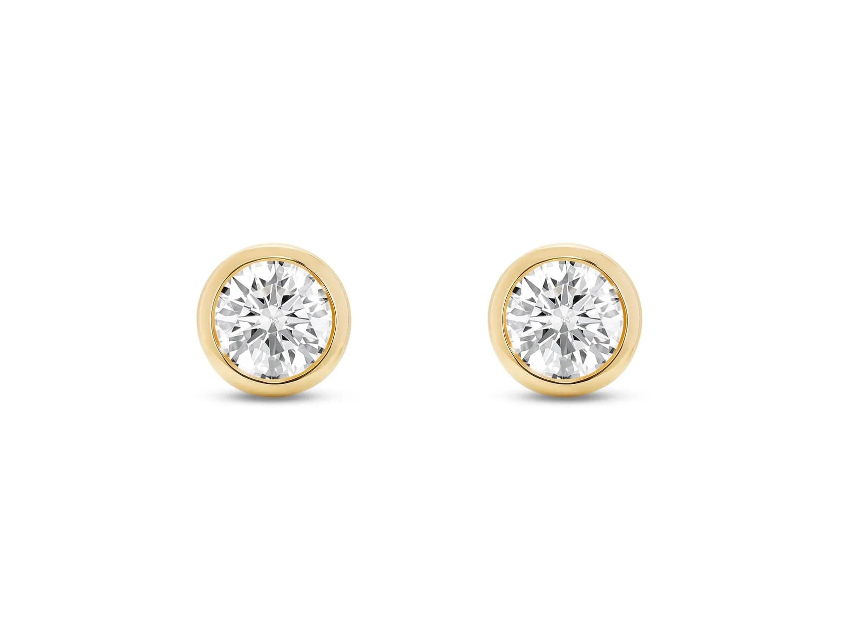 Lightbox Earring Lab-Grown Yellow Gold Bezel Diamond Studs - 1ctw
