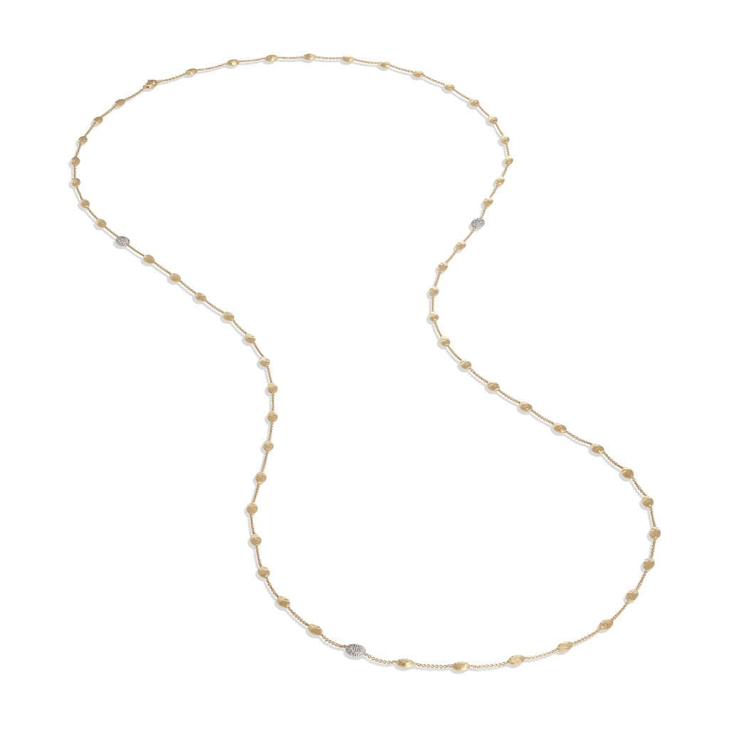 Marco Bicego Necklaces and Pendants Siviglia Collection 18K Yellow Gold and Diamond Small Bead Long Necklace