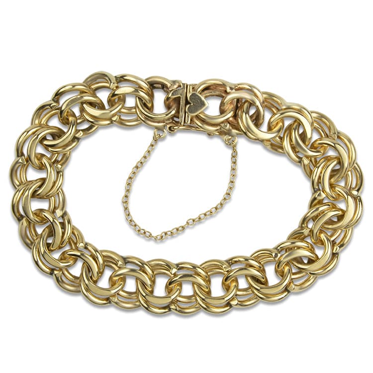 Love Symbol Charm Bracelet For Girls In 14K Yellow Gold