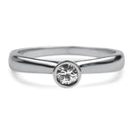 PAGE Estate Engagement Ring 18k White Gold .15ct High Profile Bezel Diamond Ring 7