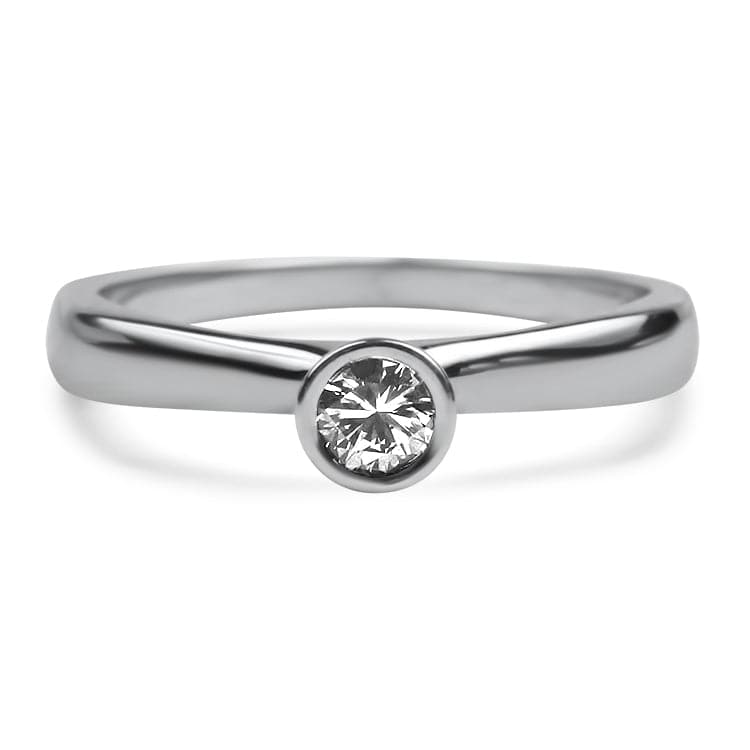 PAGE Estate Engagement Ring 18k White Gold .15ct High Profile Bezel Diamond Ring 7