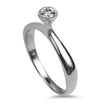 PAGE Estate Engagement Ring 18k White Gold .15ct High Profile Bezel Diamond Ring 7