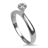 PAGE Estate Engagement Ring 18k White Gold .15ct High Profile Bezel Diamond Ring 7