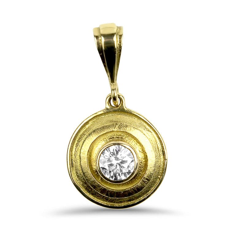 PAGE Estate Necklaces and Pendants 18k Yellow Gold Round .51ct Diamond Bezel Pendant