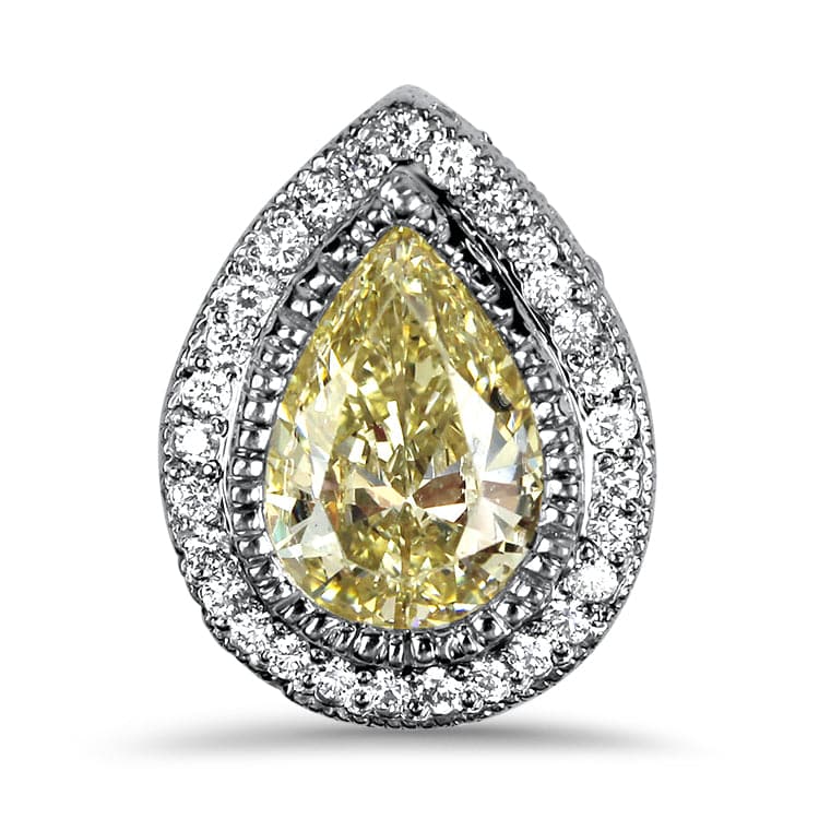 PAGE Estate Necklaces and Pendants Fancy Yellow Pear-Shaped Diamond Halo Pendant