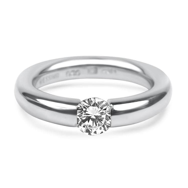 PAGE Estate Engagement Ring Platinum Neissing Spannring Tension Set .50ct Diamond Solitaire Ring - Finger Size 5.5 5.75