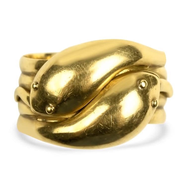 PAGE Estate Ring Victorian 18K Yellow Gold Double Snake Four Coil Ring 10.5