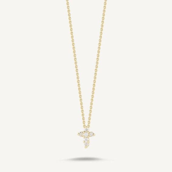 Roberto Coin Necklaces and Pendants 18K Yellow Gold Tiny Treasures Small Diamond Cross Necklace