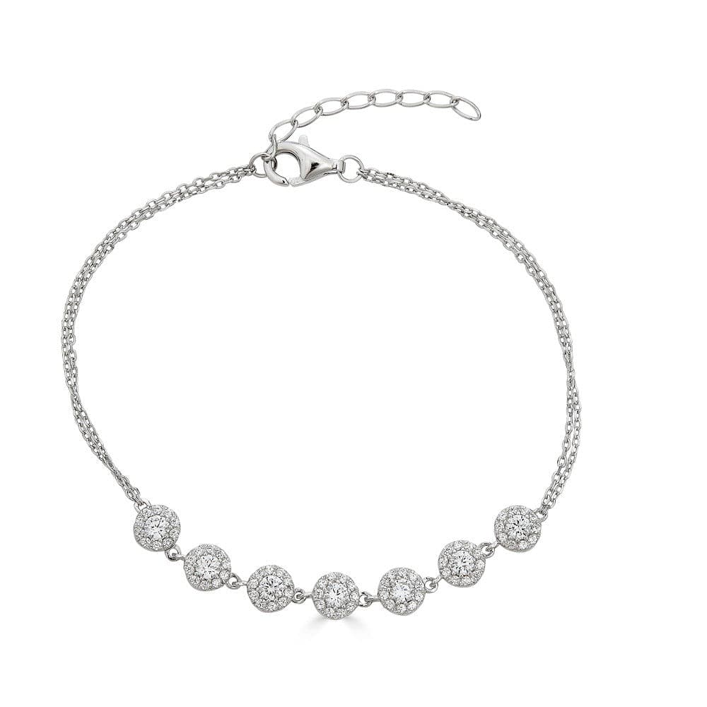 Sincerely Springer's Bracelet Diamond Halo Double Chain Bracelet - White Gold