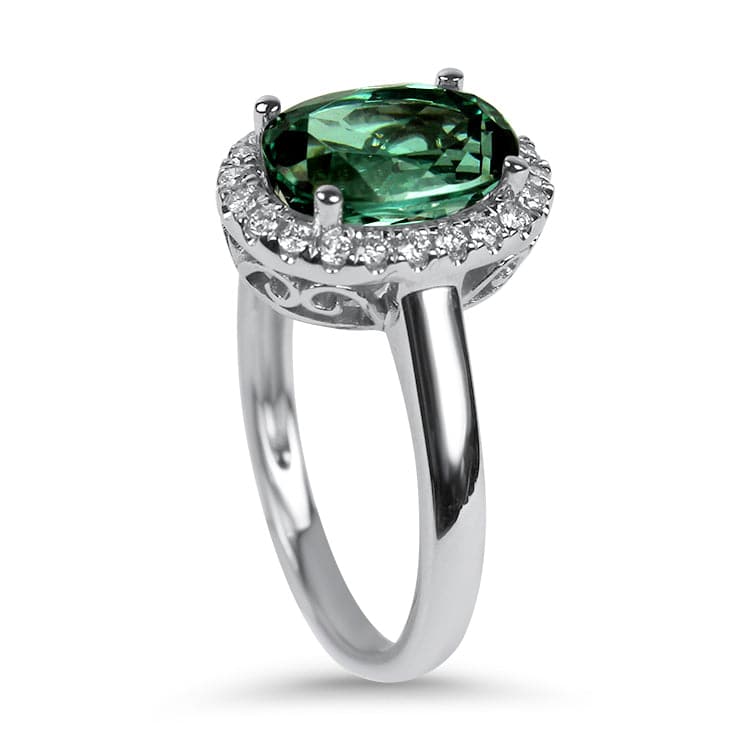 Springer's Collection Ring 18k White Gold Tourmaline and Diamond Ring 6.75