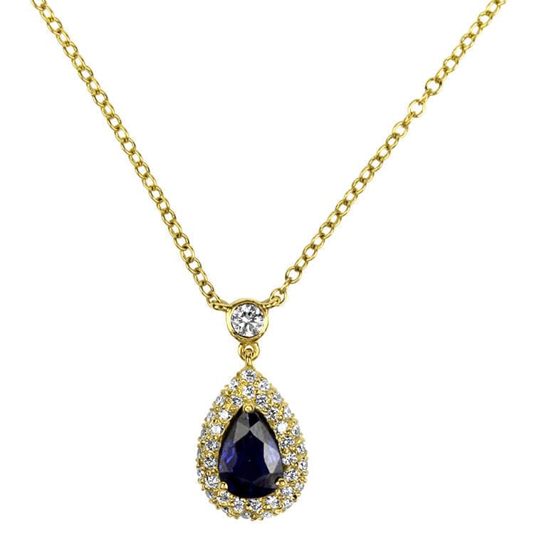 Springer's Collection Necklaces and Pendants 18k Yellow Gold Blue Sapphire and Diamond Necklace