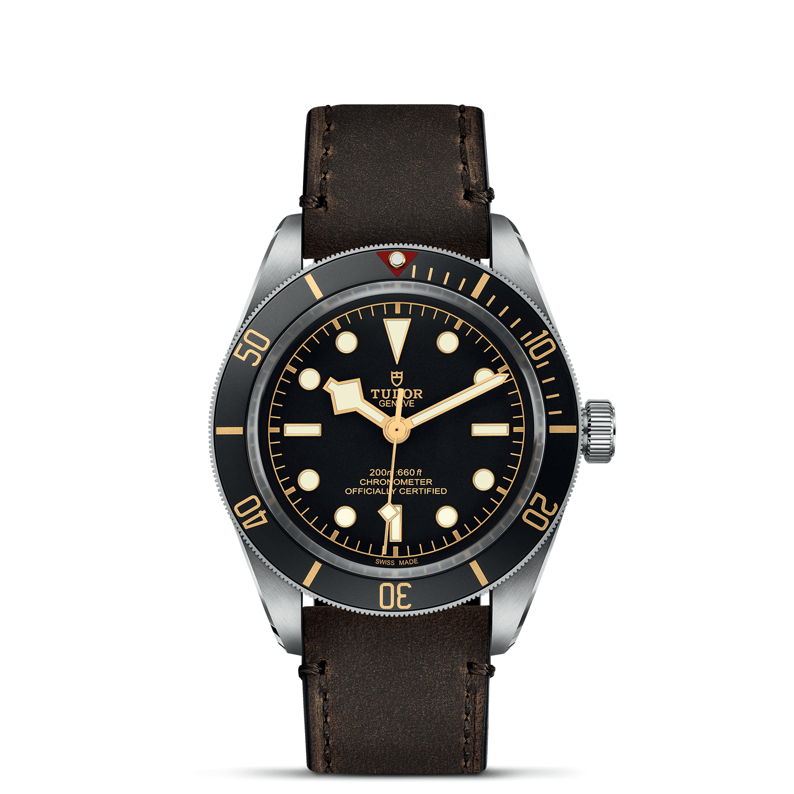 TUDOR Black Bay 58 39mm Case, Black Dial, Brown Leather Strap