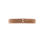 A gold mesh bracelet with a textured, woven appearance and a central clasp featuring a small vertical row of tiny clear stones, shown against a plain white background.