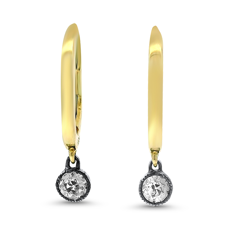 1870 Collection Earring 1870 Collection 14k Two-Tone Dangle Huggie Earrings