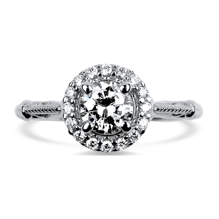 1870 Collection Engagement Ring 1870 Collection 14k White Gold .48ct Round Diamond Halo Engagement Ring 6.5