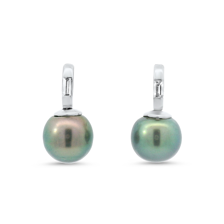 1870 Collection Earring 1870 Collection 14k White Gold Diamond Tahitian Pearl Drop Earrings