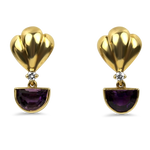 1870 Collection Earring 1870 Collection 14K Yellow Gold Amethyst Half-Moon Drop Hoop Earrings
