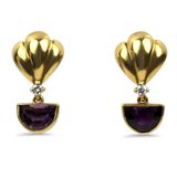 1870 Collection Earring 1870 Collection 14K Yellow Gold Amethyst Half-Moon Drop Hoop Earrings