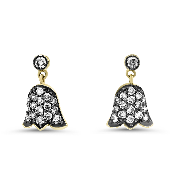 1870 Collection Earring 1870 Collection 14k Yellow Gold Dangle Earrings with Floral Bell Design