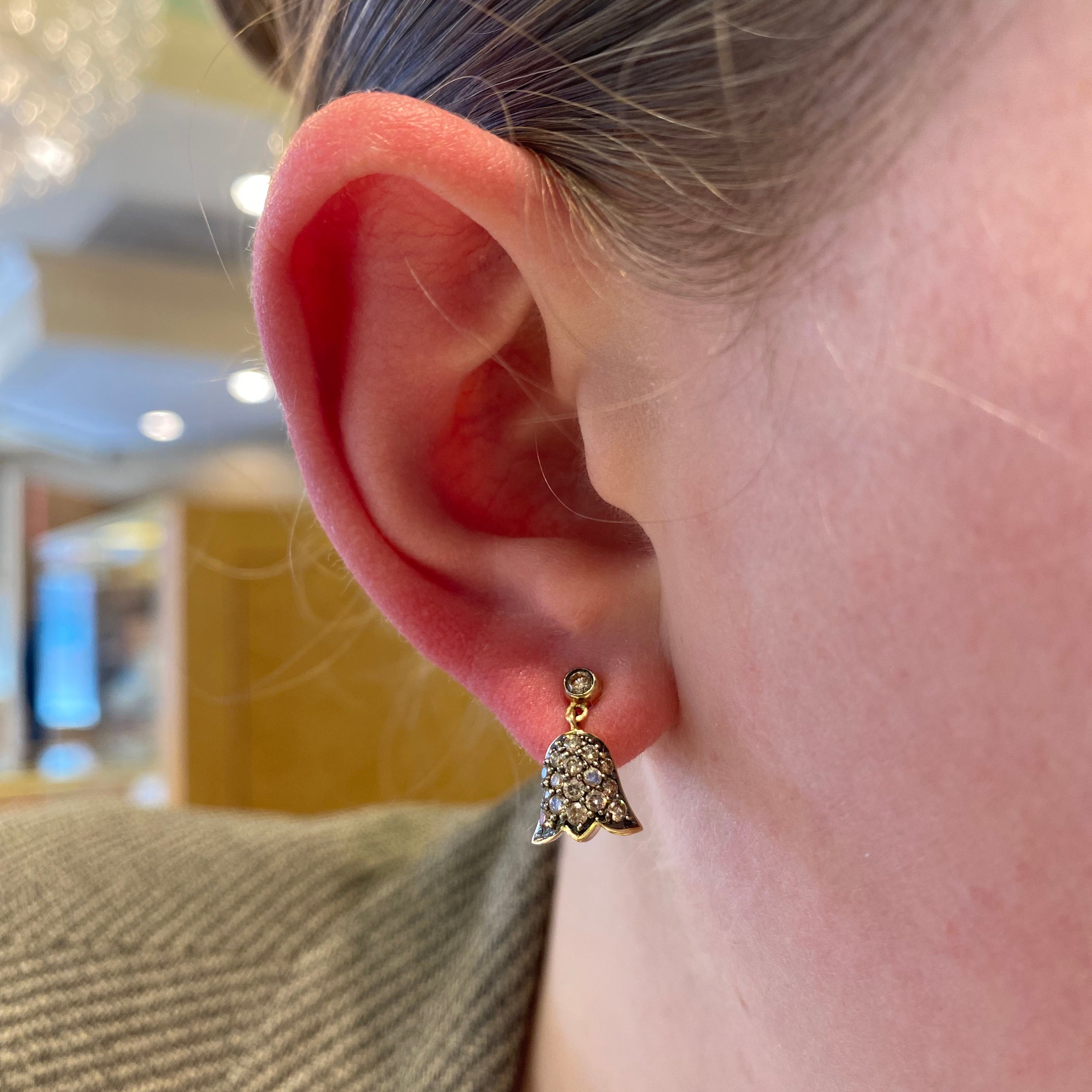1870 Collection Earrings 1870 Collection 14k Yellow Gold Dangle Earrings with Floral Bell Design