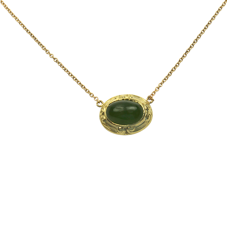 1870 Collection Necklaces and Pendants 1870 Collection 14k Yellow Gold Jade Cabochon Pendant Necklace
