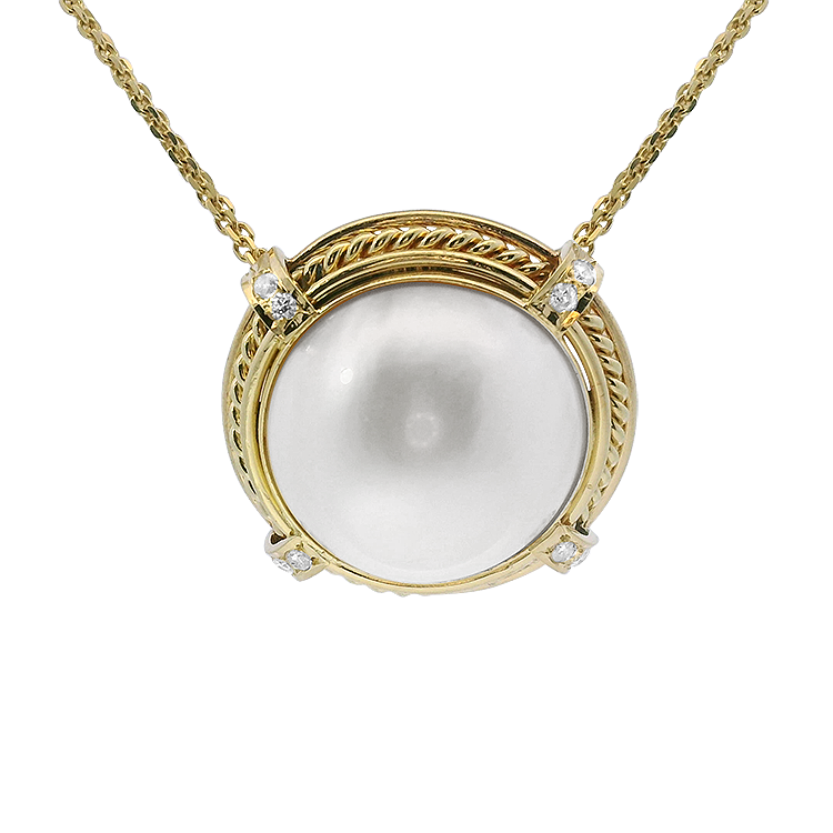 1870 Collection Necklaces and Pendants 1870 Collection 14k Yellow Gold Mabe Pearl & Diamond Pendant