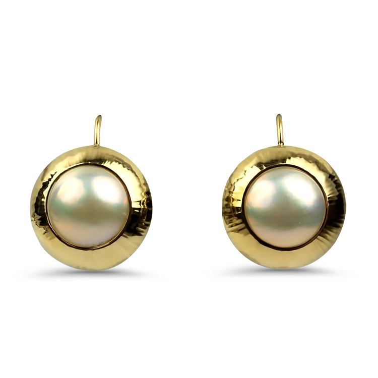 1870 Collection Earring 1870 Collection 14K Yellow Gold Mabe Pearl Dome Drop Earrings