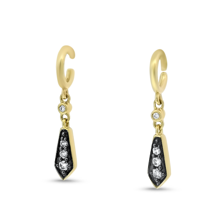 1870 Collection Earring 1870 Collection 14k Yellow Gold Mini Hoop Dangle Earrings with Cognac Diamonds