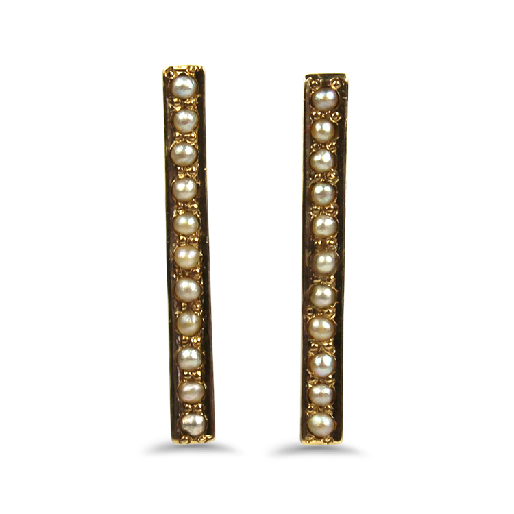 1870 Collection Earring 1870 Collection 14k Yellow Gold Pearl Bar Earrings