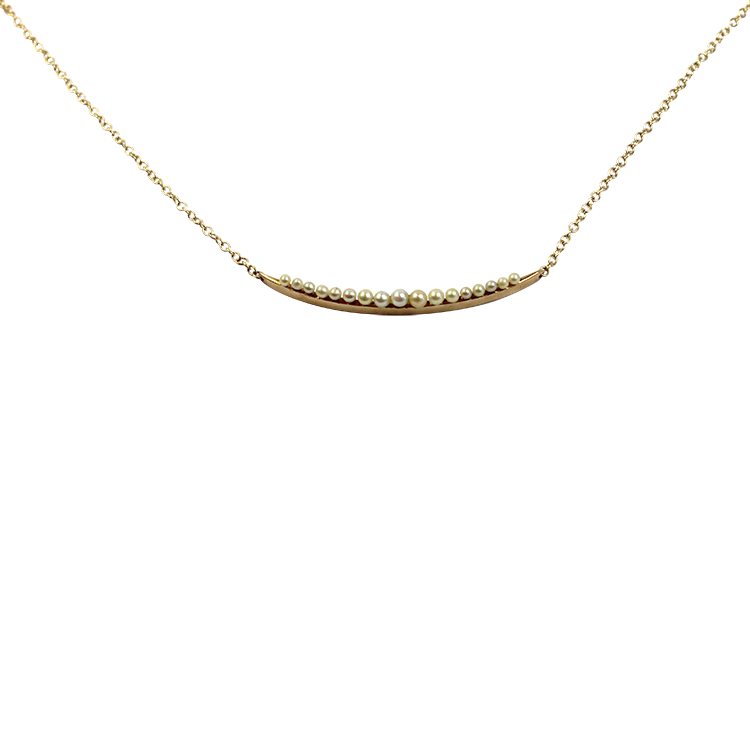 1870 Collection Necklaces and Pendants 1870 Collection 14k Yellow Gold Pearl Cresent Necklace