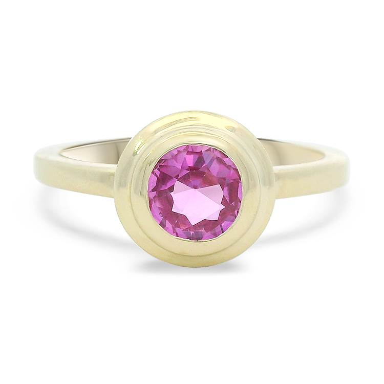 1870 Collection Ring 1870 Collection 14k Yellow Gold Pink Sapphire Bezel Solitaire Ring 7.25
