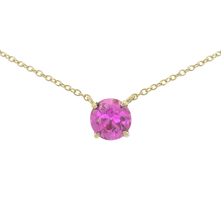 1870 Collection Necklaces and Pendants 1870 Collection 14k Yellow Gold Round Pink Sapphire Necklace