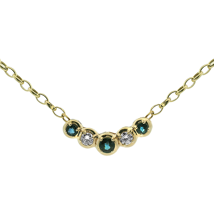 1870 Collection Necklaces and Pendants 1870 Collection 14k Yellow Gold Sapphire and Diamond Bubble Station Necklace